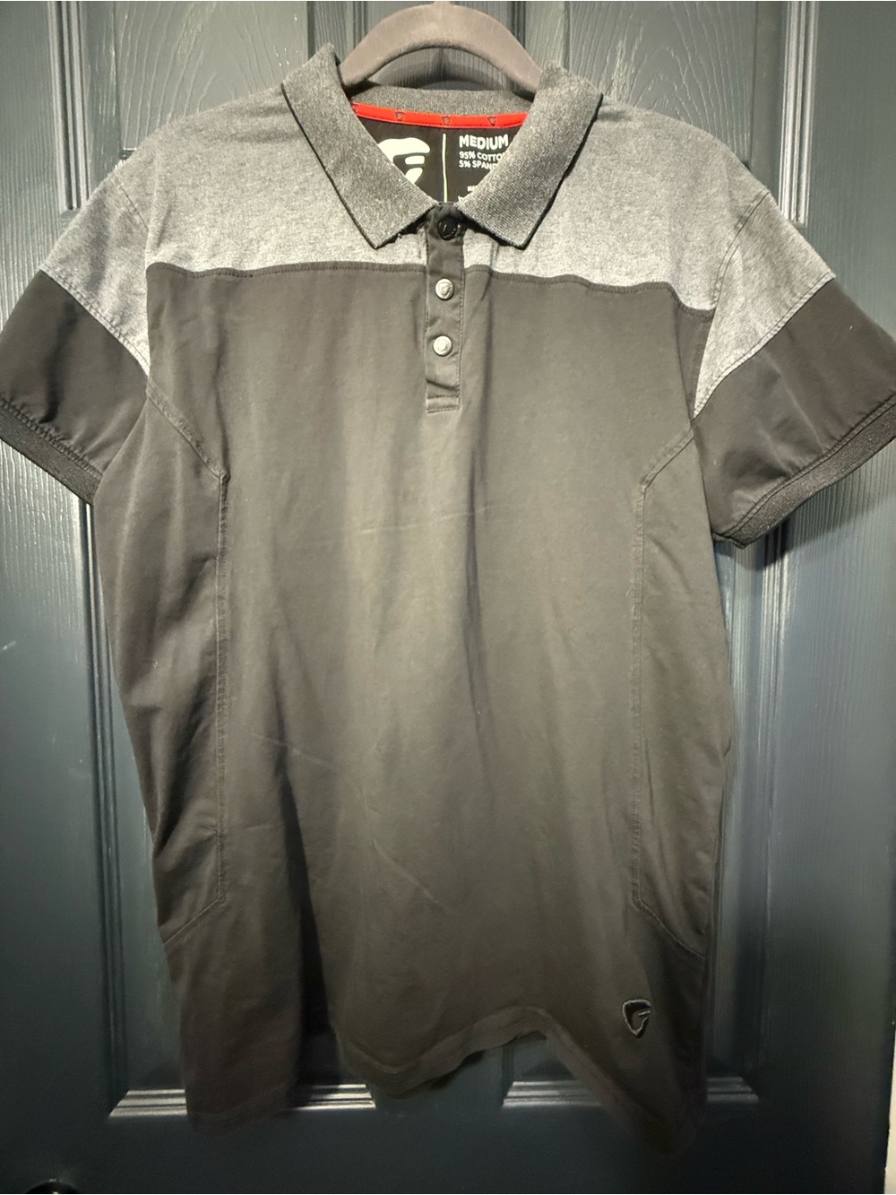 Fried Denim Men’s M Black Gray Colorblock Stretch Polo Shirt